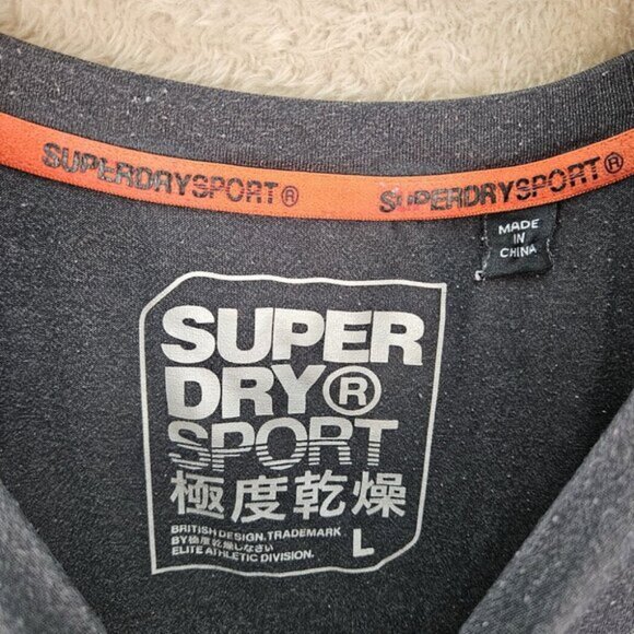 Superdry Sport Spell Out Logo Tee Mens Sz L Black Short Sleeve Graphic T-Shirt - Picture 9 of 10